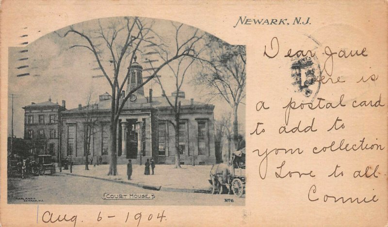Court House, Newark, New Jersey, Postcard, Used in 1904, from Newark to Belmar