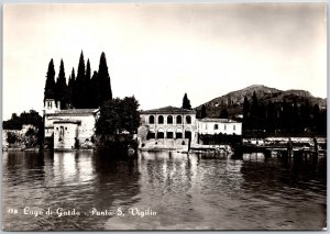 Lago Di Garda Punta SAN. Vigilio Italy Lake Buildings Real Photo RPPC Postcard