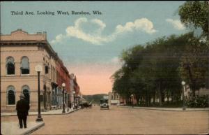 Baraboo WI Third Ave c1910 Postcard rpx