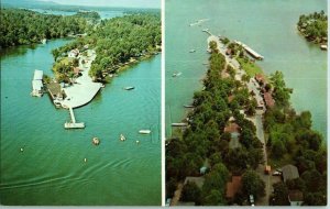 Aerial View Postcard Chambers Landing and Resort on Lake Hamilton Arkansas