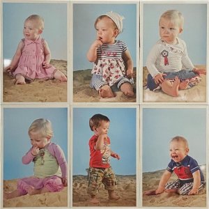 Lot 7 kids casual Carbone baby clothes advertising double sided pictorial cards 
