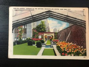 Vintage Postcard 1946 Rockefeller Plaza English Garden New York City