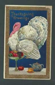 1912 Post Card Thanksgiving Turkey W/Gold Embossed Corner Missing