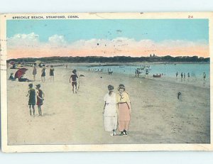 W-border BEACH SCENE Stamford Connecticut CT AE9560