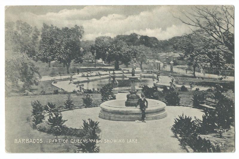 Barbados; Part of Queens Park, Showing Lake PPC, 1919, By Cave Shepherd & Co Latin & South