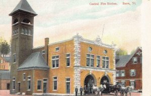 CENTRAL FIRE STATION BARRE VERMONT POSTCARD (c. 1910)