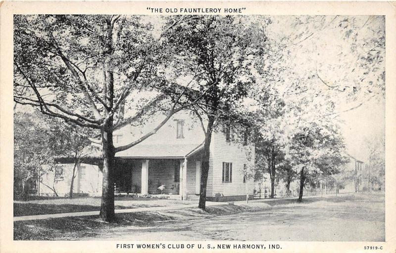 B30/ New Harmony Indiana In Postcard c1910 Fauntleroy Home First Women's Club