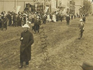 Bemidji MINNESOTA RP 1908 PARADE Main Street BPOE ELKS CONVENTION Crowd
