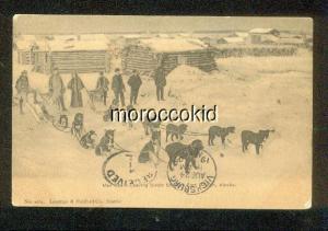 1907 USED POSTCARD DOG SLED MAIL SLED LEAVES CIRCLE CITY AK for FORT GIBBON AK