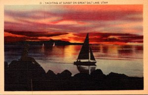 Utah Great Salt Lake Yachting At Sunset