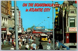 Vtg Atlantic City New Jersey NJ On The Boardwalk Gino's Ranch House Postcard