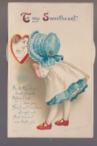 Clapsaddle 1912 MECHANICAL VALENTINE LITTLE GIRL To My Sweetheart #4