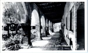 RPPC SAN JUAN CAPISTRANO, CA  MISSION ARCHWAYS   c1940s  Frasher  Postcard