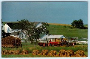 HOLMES COUNTY, Ohio OH ~ Amish Country THRASHING TIME 1988 ~ 4x6 Postcard