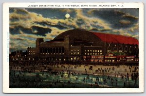 Atlantic City NJ-New Jersey, Largest Convention Hall In World, Vintage Postcard