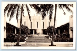 Honolulu Hawaii HI Postcard RPPC Photo Waikiki Theater Water Fountain c1940's