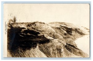 Cliff And Lighthouse Martha's Vineyard Gay Head Edgartown MA RPPC Photo Postcard