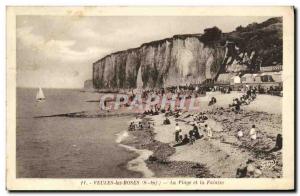 Old Postcard Veules Les Roses Beach and the Cliff