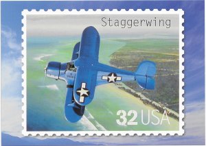 US Aircraft. unused. Staggerwing. 5X7  Includes matching stamp #3142j.  Nice