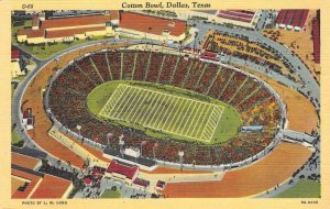 Football Stadium COTTON BOWL Dallas, Texas c1940s Linen Vintage Postcard