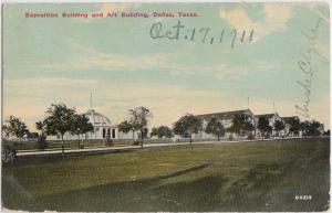 1911 DALLAS Texas Tx Postcard EXPOSITION BUILDING Art Building