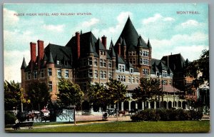 Postcard Montreal Quebec c1908 Place Viger Hotel & Railway Station Horse Buggy B