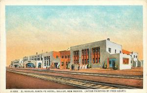 1920s Fred Harvey Postcard; El Navajo Santa Fe Hotel, Gallup NM McKinley County 