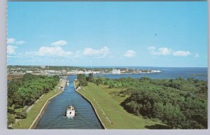 Three Excursion Boats Locking Down Bound, Sault Ste Marie, Ontario, Postcard