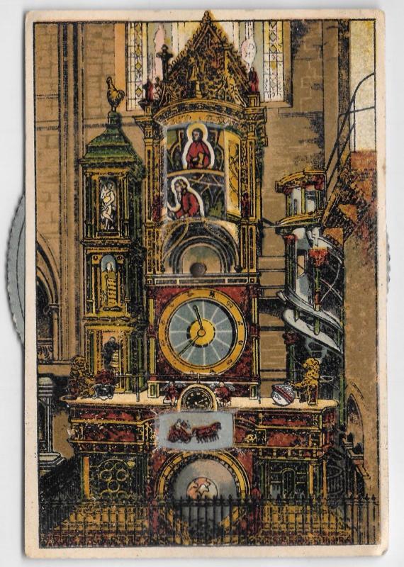 Strasbourg Cathedral France Astronomical Clock Mechanical Wheel Vintage Postcard