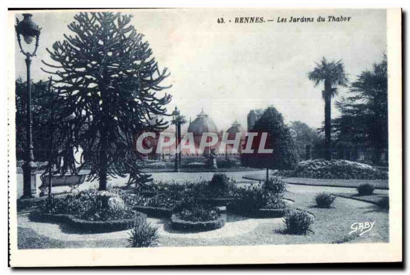 Old Postcard Rennes Les Jardins du Tabor