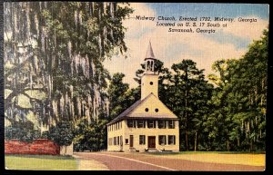 Vintage Postcard 1951 Midway Church, Midway, Georgia (GA)