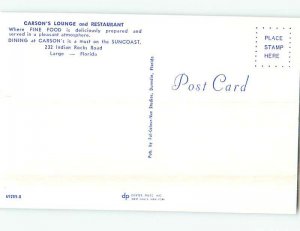 Unused Pre-1980 CARSON'S LOUNGE RESTAURANT Largo Florida FL hs4538