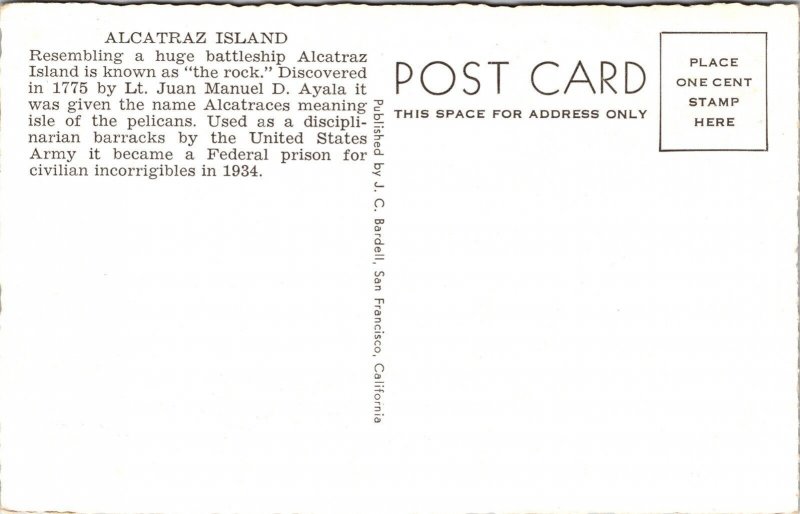 Alcatraz Island Rock US Army Red Prison WB Postcard UNP VTG Unused Vintage 