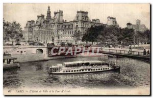 Old Postcard Paris City Hall and the Bridge of Arcola