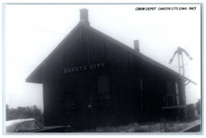 1963 C&NW Dakota City Iowa IA Railroad Train Depot Station RPPC Photo Postcard