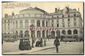 Old Postcard Rennes The Theater destroyed by fire February 20, 1856 Tramway M...