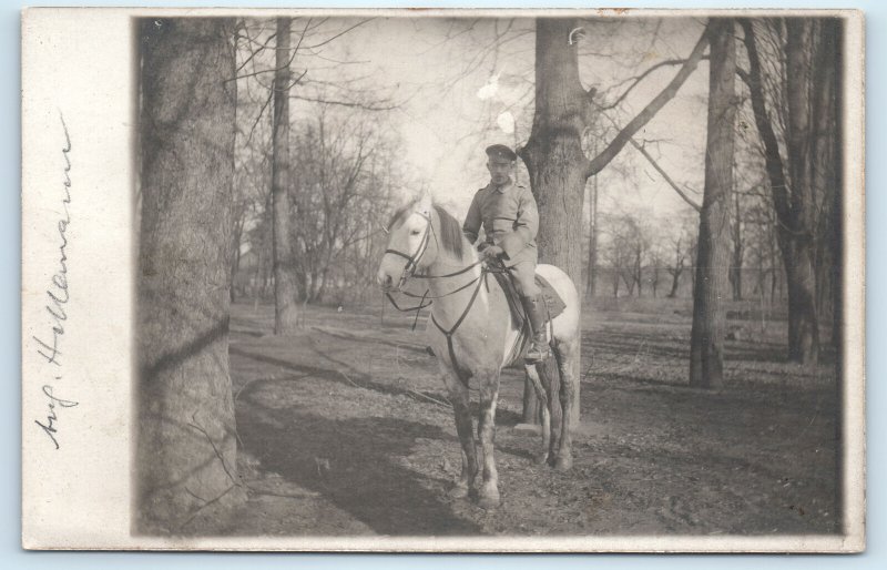 RPPC WWI German Cavalry Soldier Real Photo Postcard
