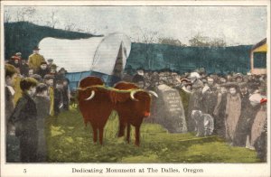 Dallas Oregon OR Monument Covered Wagon Children 1900s-10s Postcard