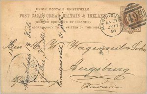 Entier Postal Stationery Postal Great Britain Great Britain 1891 Manchester t...