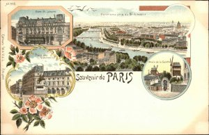 Paris France c1890s Multi-View Lithograph W&VaL Postcard #1112