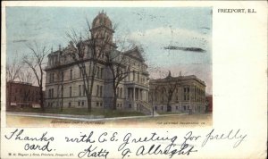 Freeport Illinois IL Stephenson County Court House c1900s-20s Postcard