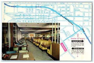 c1950's Sage's Complete Shopping's Route Map Dining Redlands California Postcard