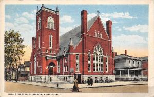 Muncie Indiana 1916 Postcard High Street M.E. Church