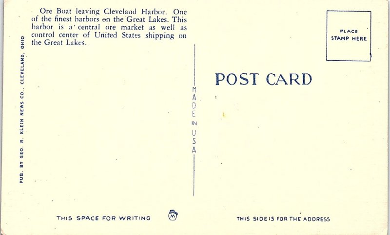 Postcard BOAT SCENE Cleveland Ohio OH AI5812