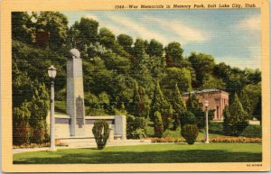 postcard  War Memorials in Memory Park, Salt Lake City, Utah