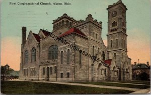 First Congregational Church Akron Ohio Postcard PC286