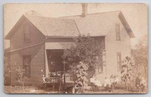RPPC Edwardian Family Photo With Farmhouse Real Photo Postcard J36