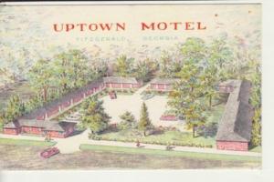 Art by WALTER BOWERS  Uptown Motel, FITZGERALD, GA  postcard