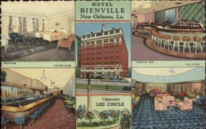 New Orleans LA Bienville Hotel Multi View Linen Postcard