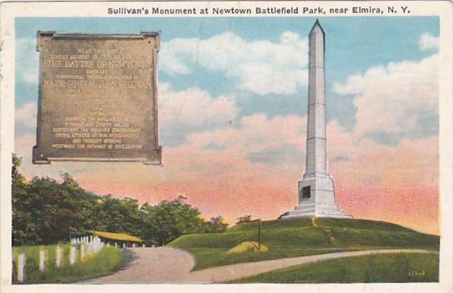 New York Elmira Sullivan's Monument At Newton Battlefield Park 1933